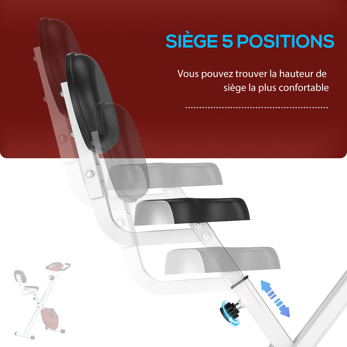 Vélo d'Appartement Pliable Magnétique Cardio-training - Sport Maison avec 8 Niveaux de Résistance et Roulettes - Silencieux Home Trainer avec Capteur de Pouls pour Fitness Homme et Femme, Rouge-5
