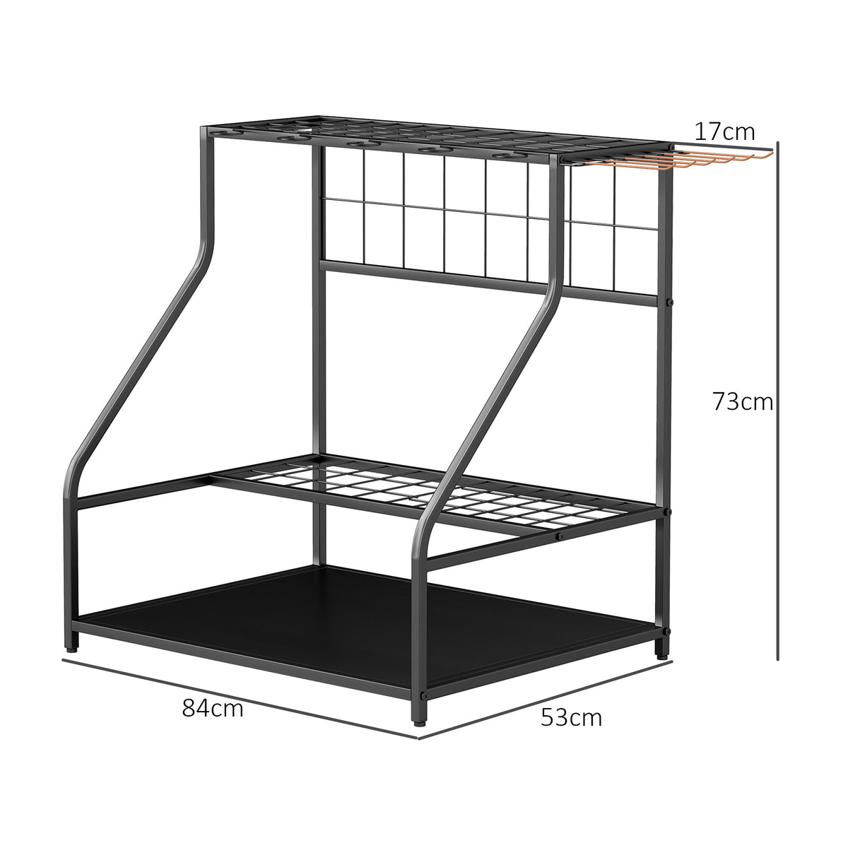 Organiseur d'outils de jardin avec crochets porte-outils de garage à 3 niveaux 84 x 53 x 73 cm orange-2