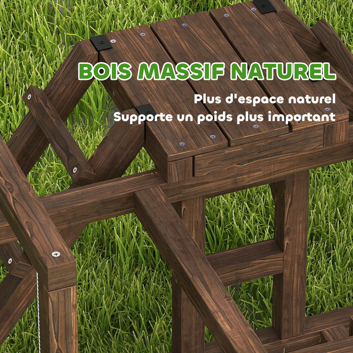 Aire de jeux en bois, Perchoir en bois pour poule, avec balançoire, échelle, plateformes, 82 x 60 x 55 cm, marron-4