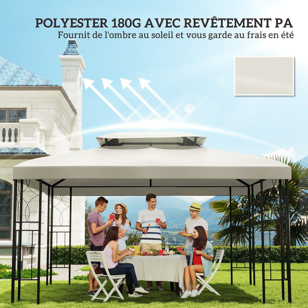 Toit de Rechange pour Tonnelle Crème 3 x 4 m-5