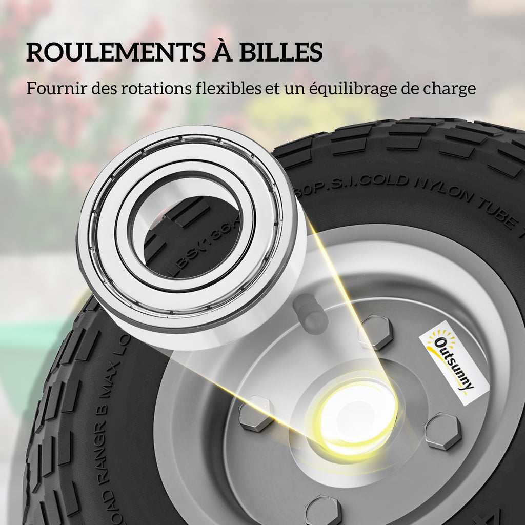Lot de 2 Pneus Pneumatiques de Remplacement Alésage de 16mm pour Chariot de Jardin, Brouette et diable-4
