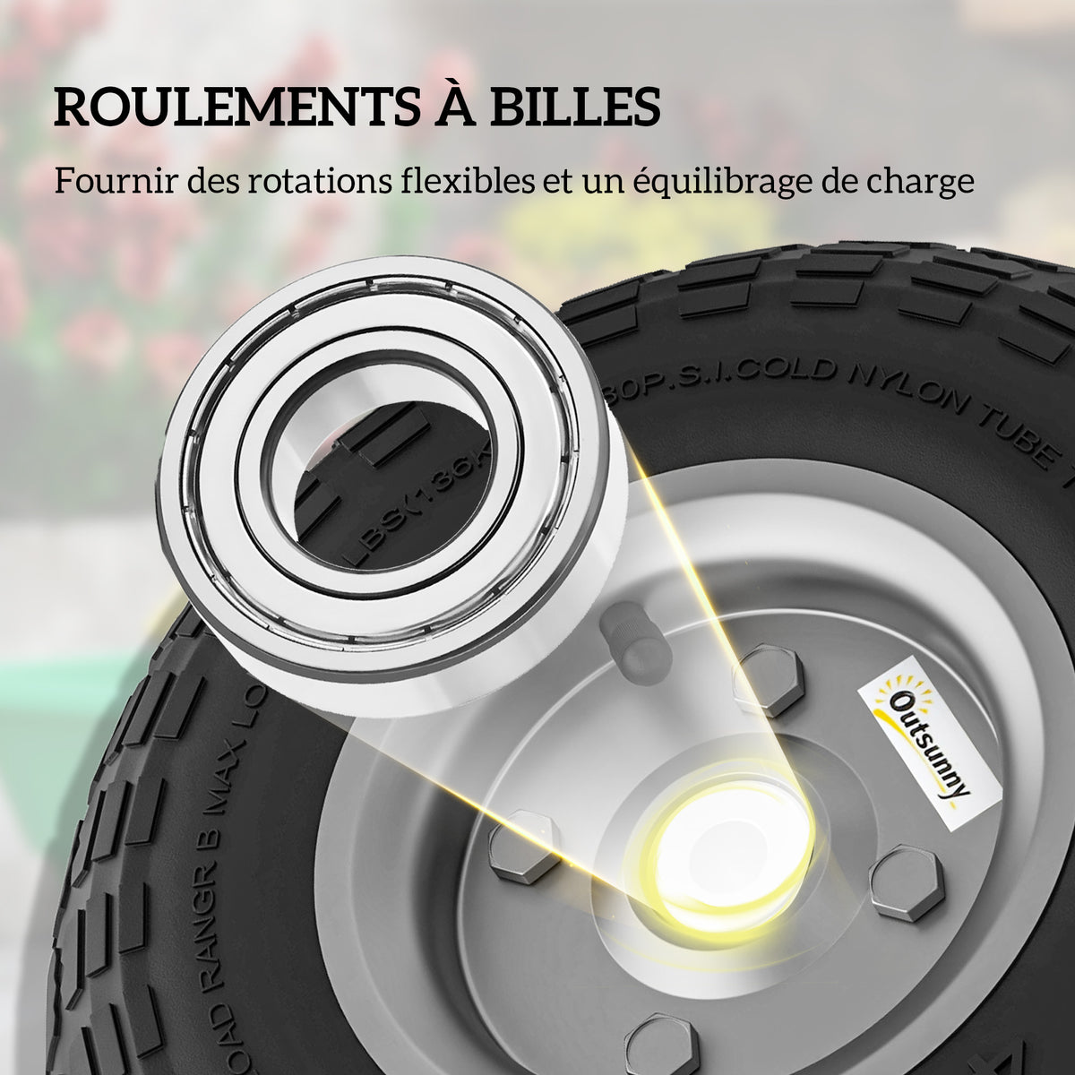 Lot de 2 Pneus Pneumatiques de Remplacement Alésage de 16mm pour Chariot de Jardin, Brouette et diable-4