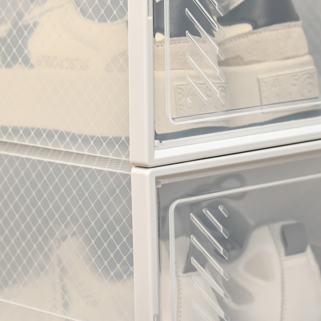 Lot de 18 boites cubes rangement à chaussures modulable avec portes transparentes - 25 x 35 x 19 cm-7