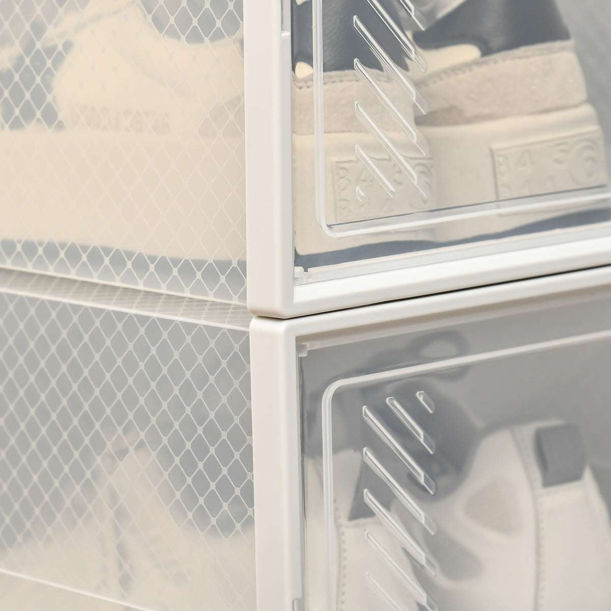 Lot de 18 boites cubes rangement à chaussures modulable avec portes transparentes - 25 x 35 x 19 cm-7