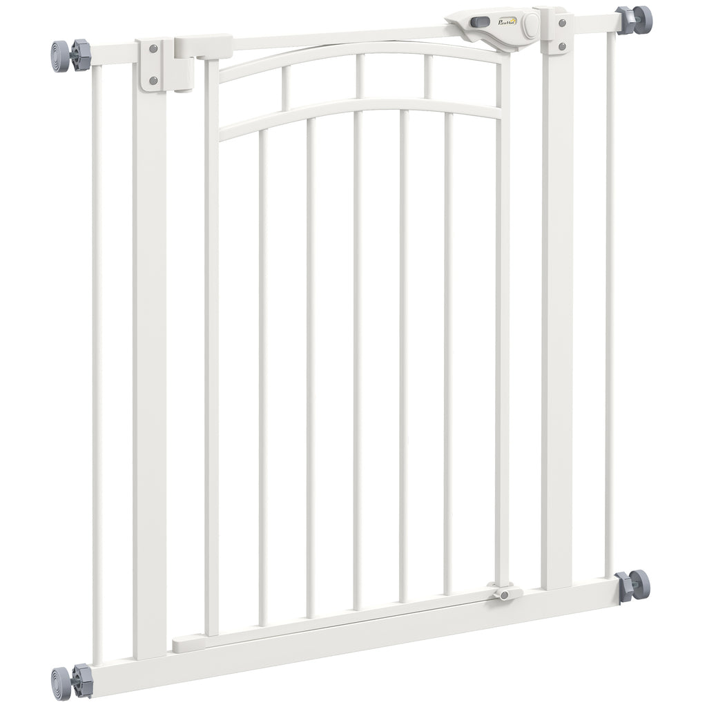 Barrière de sécurité pour chien barrière d'escalier extensible double verrouillage 74-80 x 76 cm blanc-0