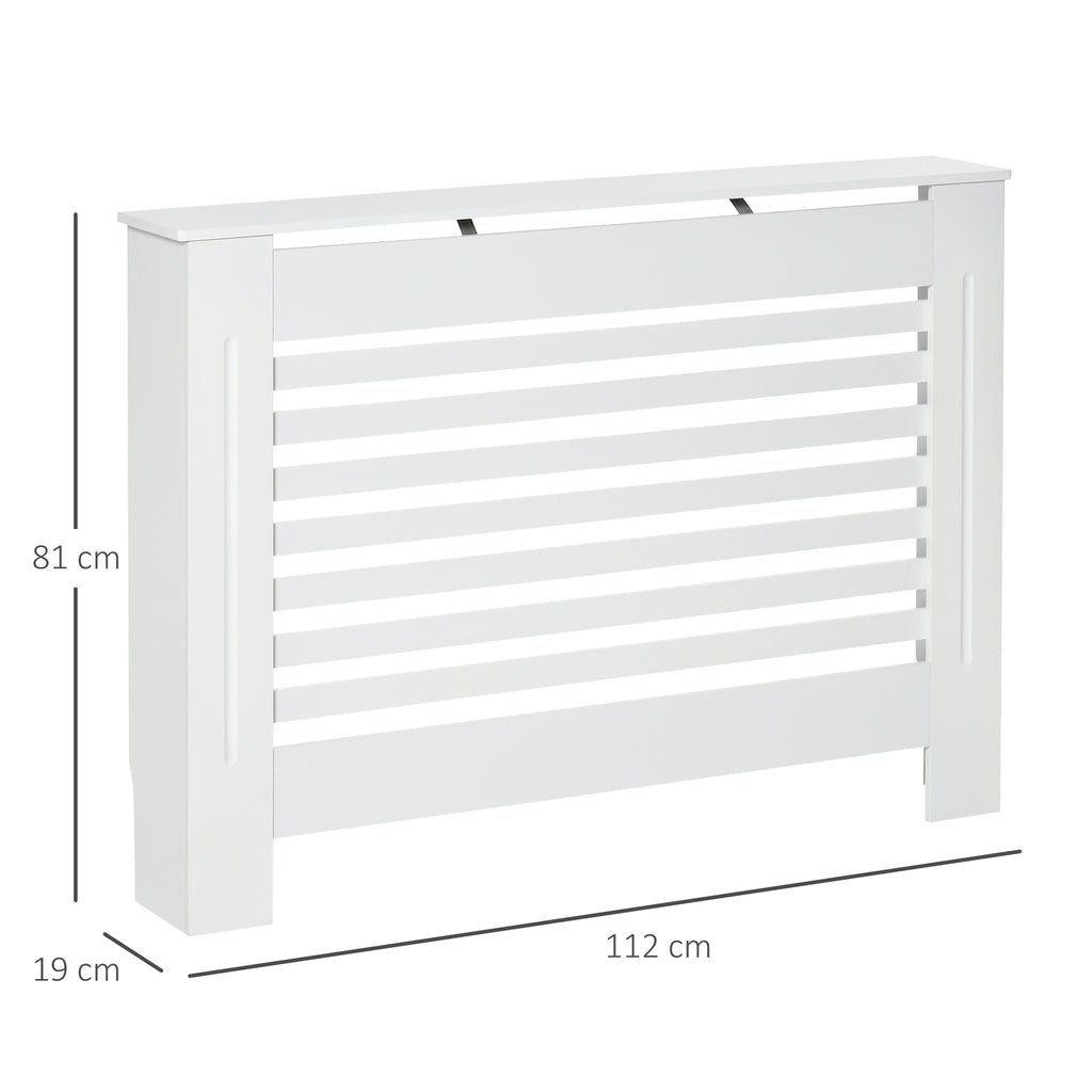 Cache-radiateur couverture radiateur Design à Lattes Panneau Cabinet pour salon cuisine chambre couloir dim. 112L x 19l x 81H cm MDF Blanc-2