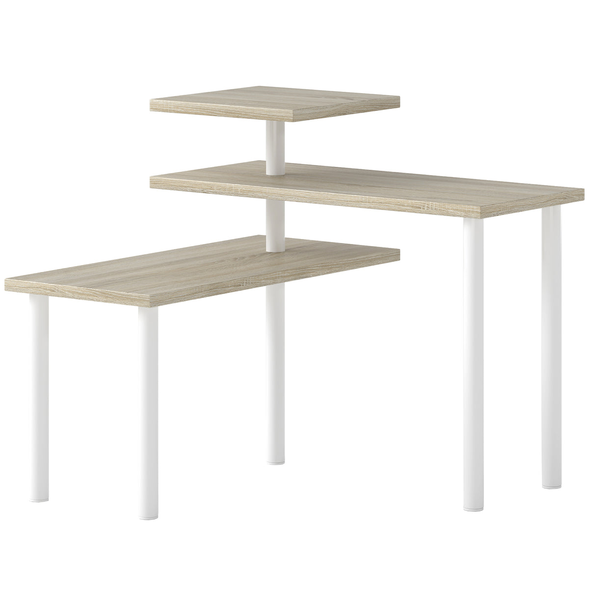 Étagère de cuisine rotative à 3 niveaux, étagère d'angle, cadre en métal, 40 x 18 x 36,5 cm, chêne et blanc-0