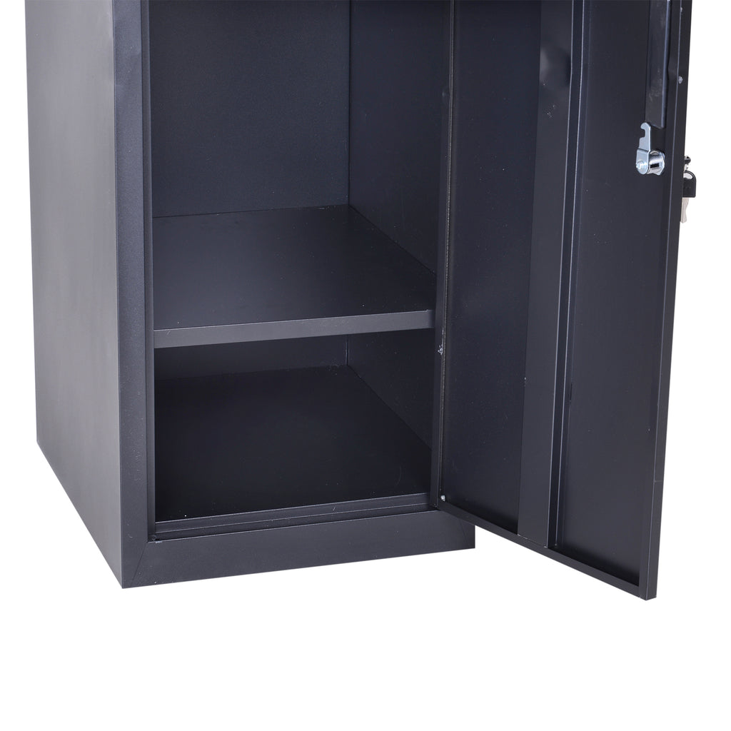 Armoire à casiers à 4 niveaux, casier vestiaire métallique avec 2 portes verrouillables à 2 clés, 38x46x180cm, noir-4