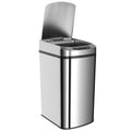 Poubelle de cuisine automatique 12 L en acier inoxydable, poubelle à capteur avec couvercle, 28 x 22 x 41 cm, argent-0