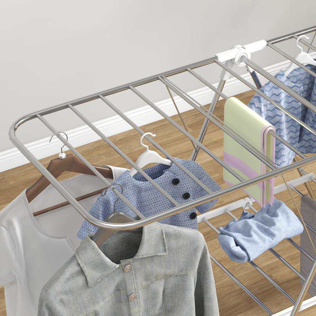 Séchoir à linge sur pieds pliable étendoir 2 niveaux ajustables dim. 148L x 60,5l x 98H cm-7