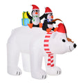 Ours Polaire Gonflable de Noël avec Lumières LED 206cm Décoration Gonflable de Noël Imperméable avec 2 Pingouins-0