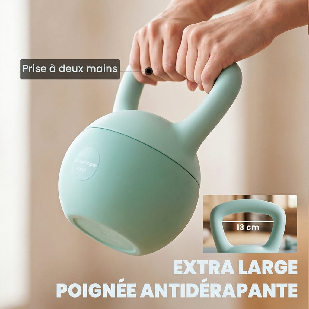 Kettlebell 6 kg haltère avec poignée antidérapante pour fitness musculation cardio, 19 x 19 x 28 cm vert-4