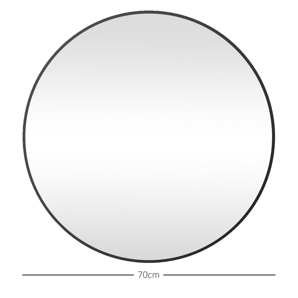 Miroir rond miroir salle de bain cadre en métal facile à installer, pour chambre, salon, entrée, Ø 70 x 2,5 cm noir-2