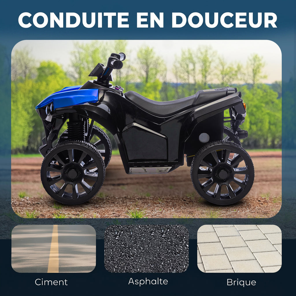 Quad Électrique Enfant 6V, Voiture Électrique Enfants ATV, Musique et Phares LED, 18-56 Mois, 70x42x45cm, Bleu-4