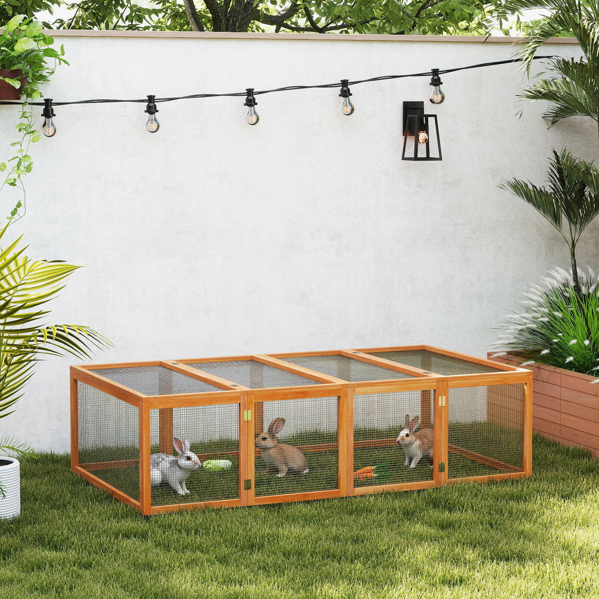 Clapier cage à lapins extérieur intérieur 2 portes supérieures 181L x 100l x 48H cm bois massif marron-1
