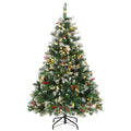 Sapin de Noël Artificiel Lumineux et Enneigé 120cm, Arbre de Noël, Télécommande, 11 Modes d'Éclairage, 150 LED, Vert-0