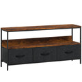 Meuble TV, meuble télé pour téléviseur jusqu'à 55 pouces avec 3 tiroirs et pieds en acier 120 x 29 x 56 cm brun rustique-0
