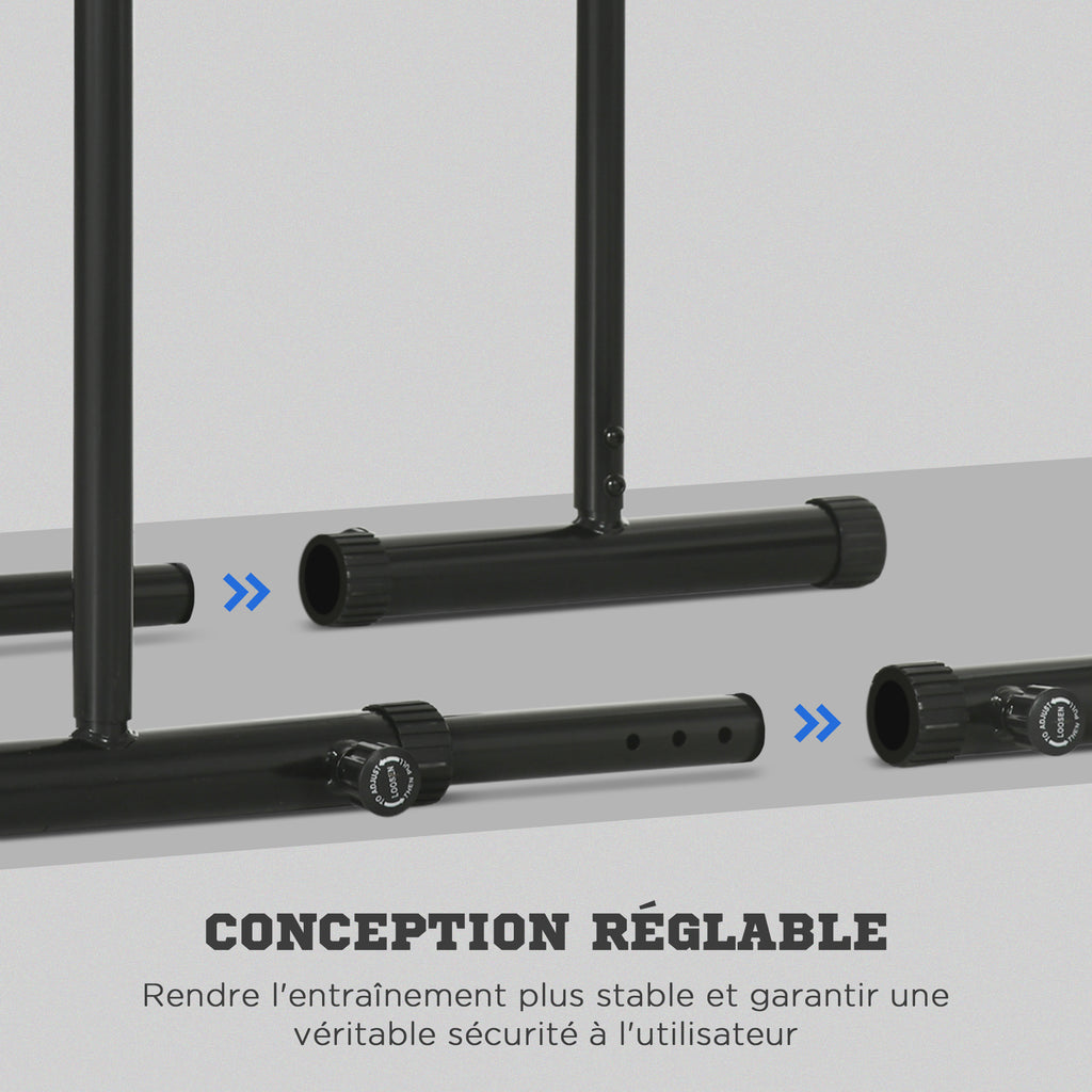 Dips Barre Parallèle Station de Musculation en Acier, Hauteur et Espacement Réglables, 90-102x65x80-90cm, Noir-4