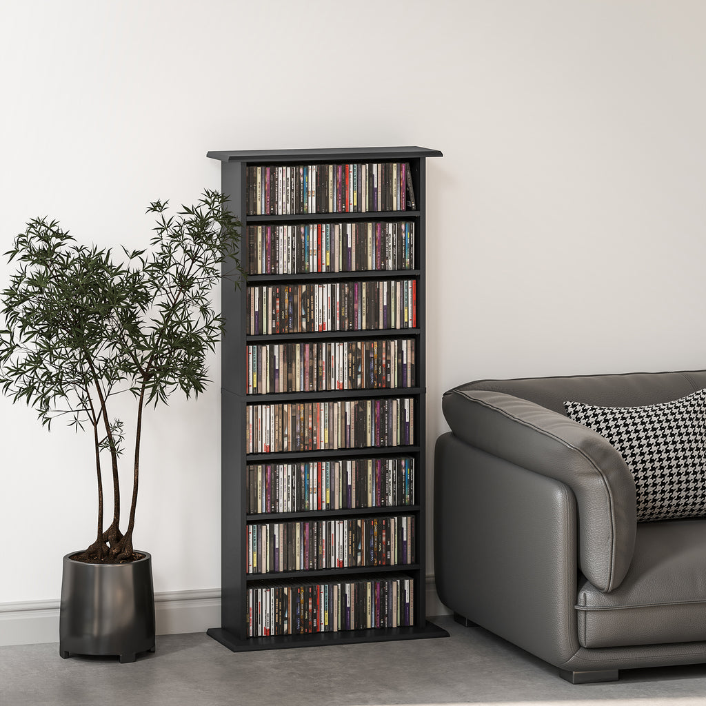Rangements pour CD et DVD avec 8 compartiments et 6 étagères réglables, capacité max. 360 CD/185 DVD et Blu-ray, noir-8