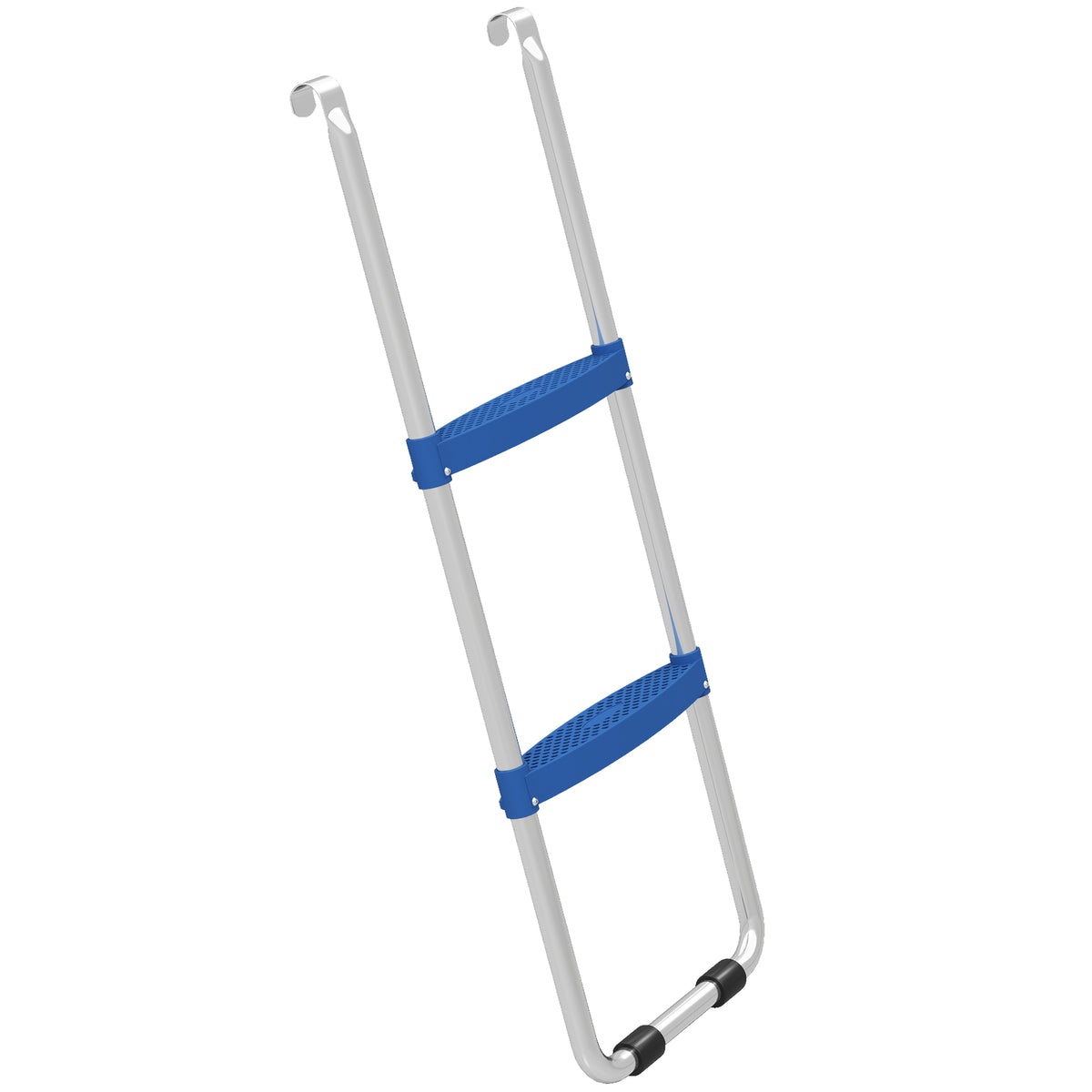 Échelle de Trampoline 2 Marches Larges avec Crochet Universel, Cadre en Acier Galvanisé, Charge 150 kg, 97x32x7 cm, Bleu-0