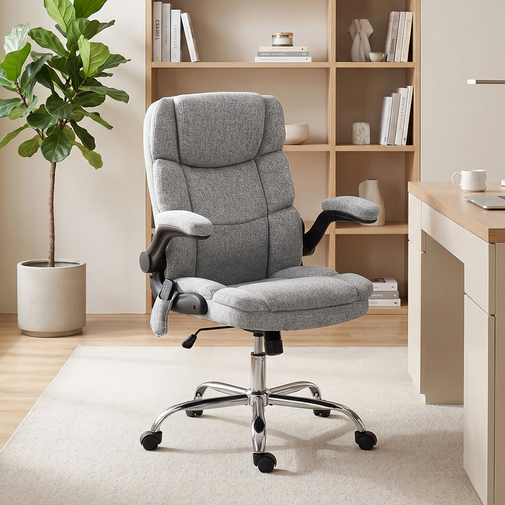 Fauteuil de bureau massant et chauffant, chaise de bureau ergonomique avec hauteur réglable, fonction à bascule, gris-9