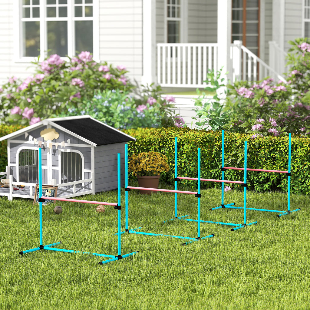Agility Sport pour Chiens, Set de 4 Obstacles Professionnels avec Système de Maintien au Sol, 99x65x94cm, Bleu Clair-1