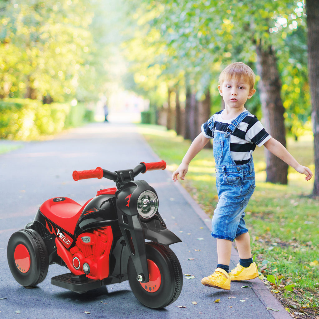 Moto électrique enfants 2-5 ans, 3 roues, 6 V, 3 km/h, avec fonction de bulles, effets lumineux et sonores, rouge-9