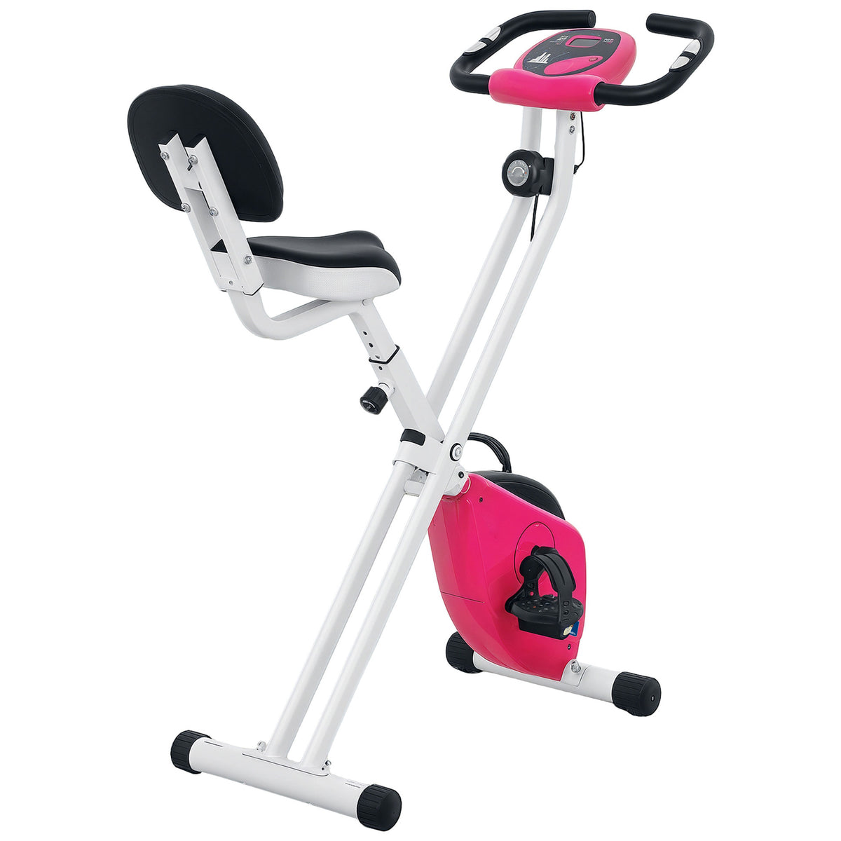 Vélo d'appartement pliable - 8 niveaux de résistance, selle et dossier réglables, rose