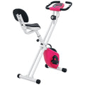 Vélo d'appartement pliable - 8 niveaux de résistance, selle et dossier réglables, rose-0