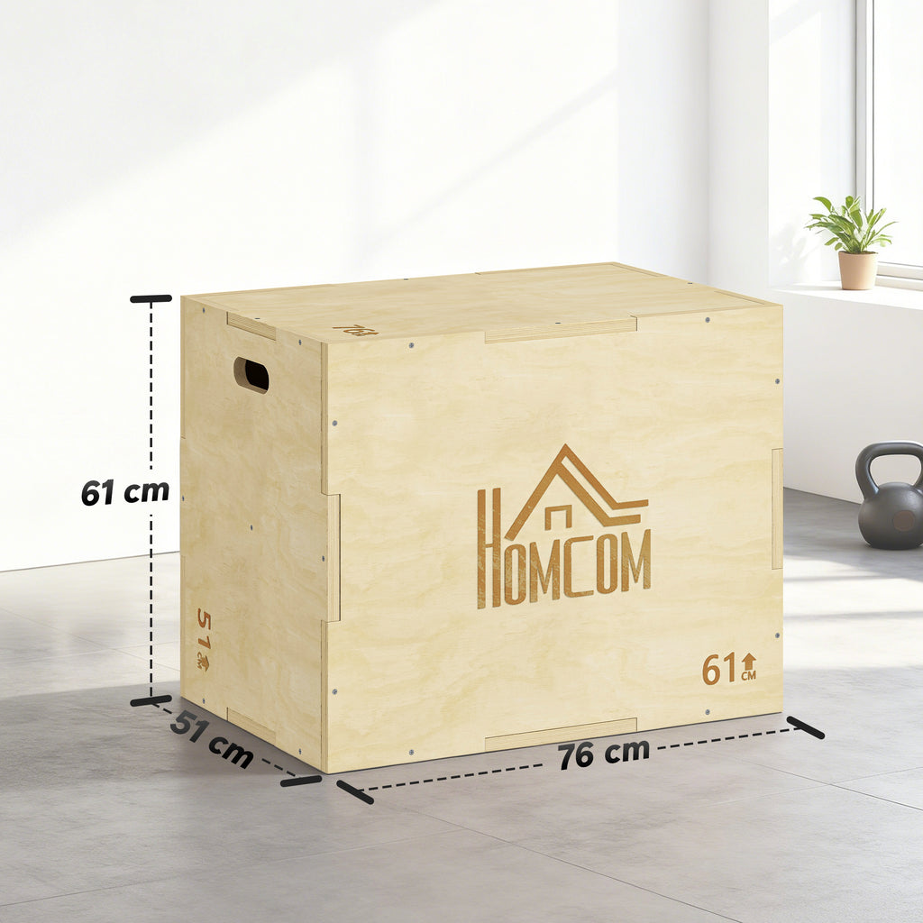 Box Jump pliométrie 3 en 1 appareil musculation fitness entraînement croisé plyobox pour box training 51/61/76cm en bois-2