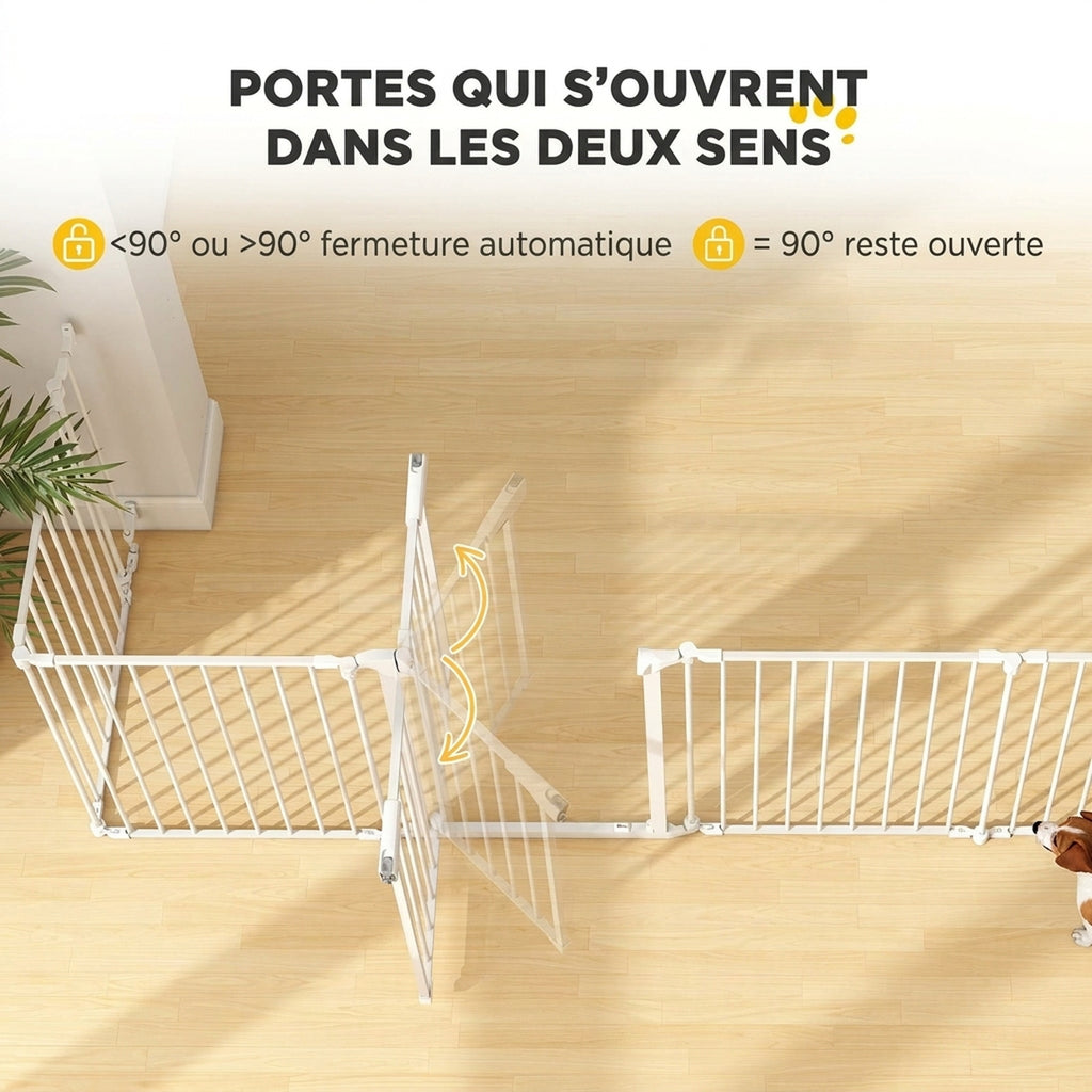 Barrière de sécurité en métal parc enclos pliable et modulable pour chien et enfant 10 panneaux 61 x 75 cm blanc-6