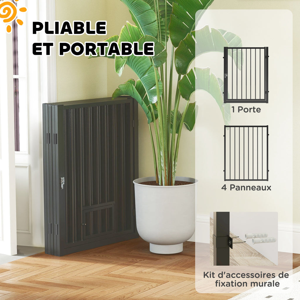 Parc pour chien, parc pour animaux, 5 panneaux, clôture portable pliable, sécurisé, noir-5