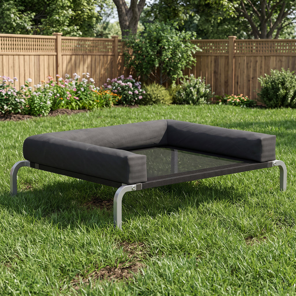 Lit surélevé pour chien rafraichissant, lit de camp pour chiens intérieur extérieur portable, 90 x 65 x 30 cm, noir-1