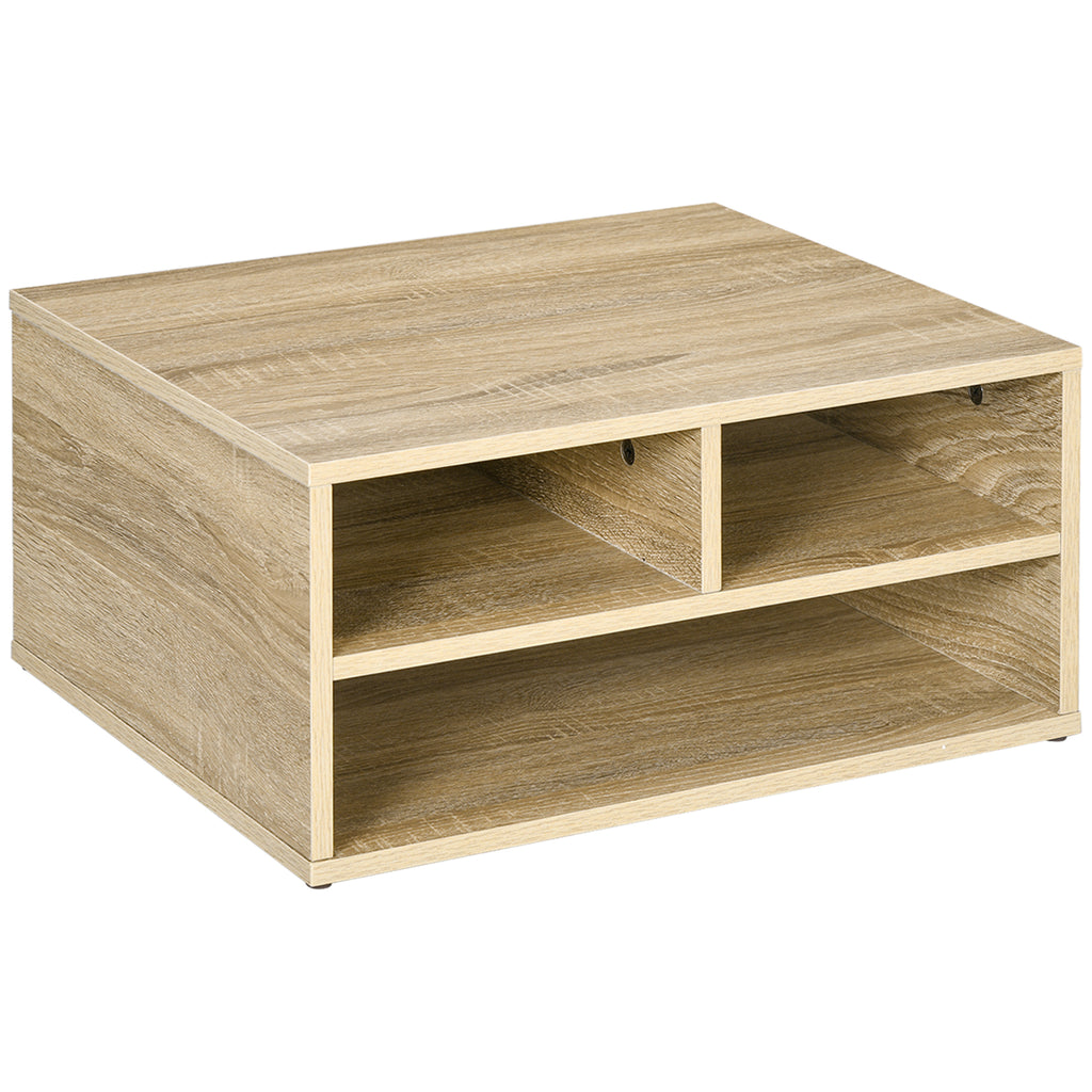 Organiseur bureau aspect bois avec 3 compartiments fournitures support d'imprimante dim. 47L x 40l x 22,5H cm-0
