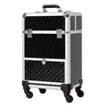 Valise trolley maquillage mallette cosmétique vanity poignée télescopique réglable 34L x 25l x 62H cm alu. noir-0