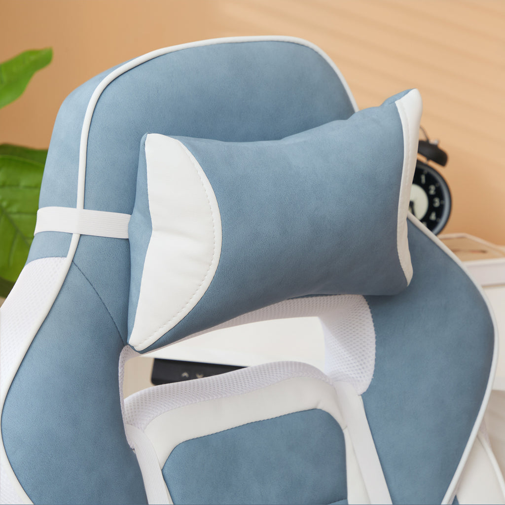 Chaise gaming, fauteuil gaming ergonomique avec repose-pieds, hauteur réglable, dossier inclinable, 63x63x123cm, bleu-7