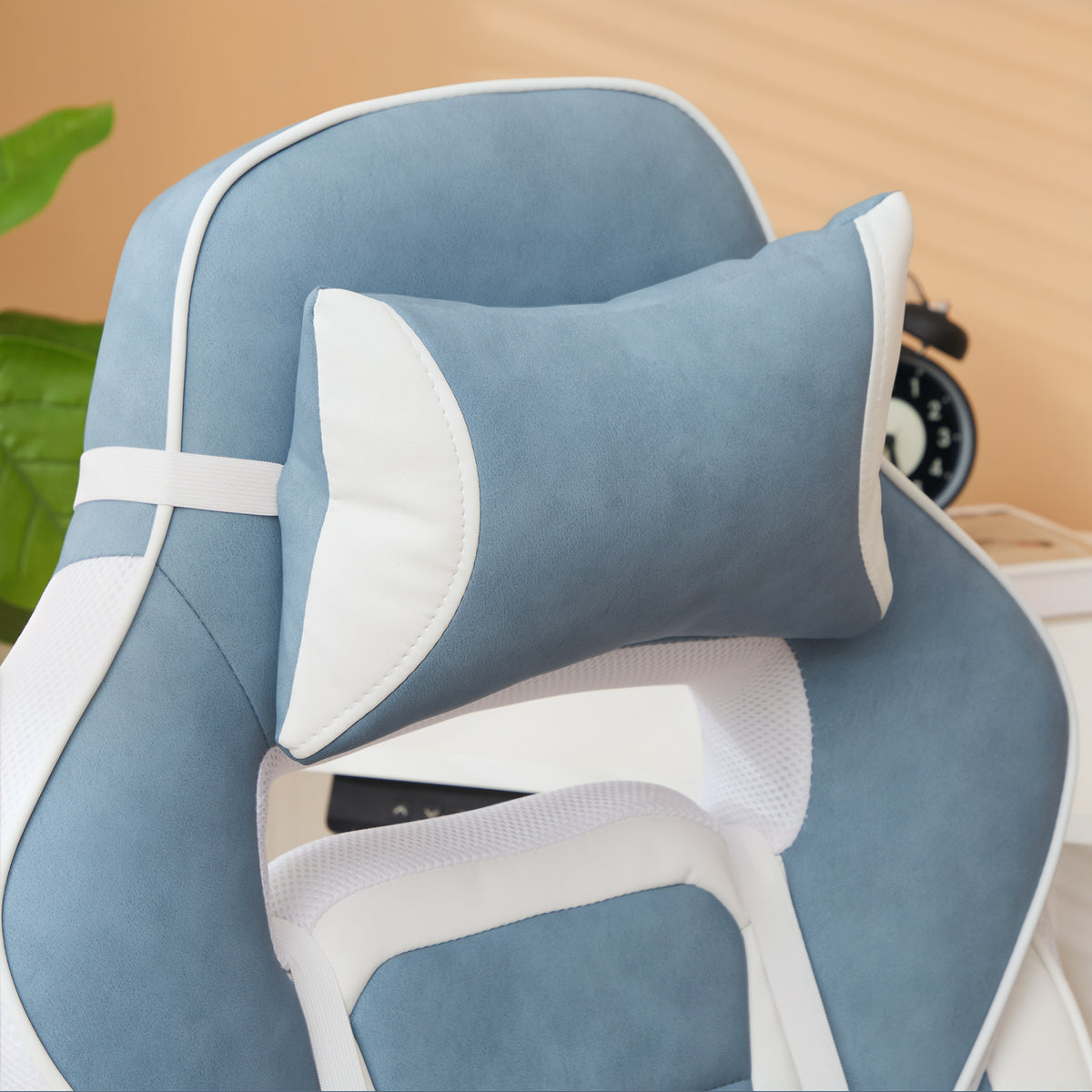 Chaise gaming, fauteuil gaming ergonomique avec repose-pieds, hauteur réglable, dossier inclinable, 63x63x123cm, bleu-7