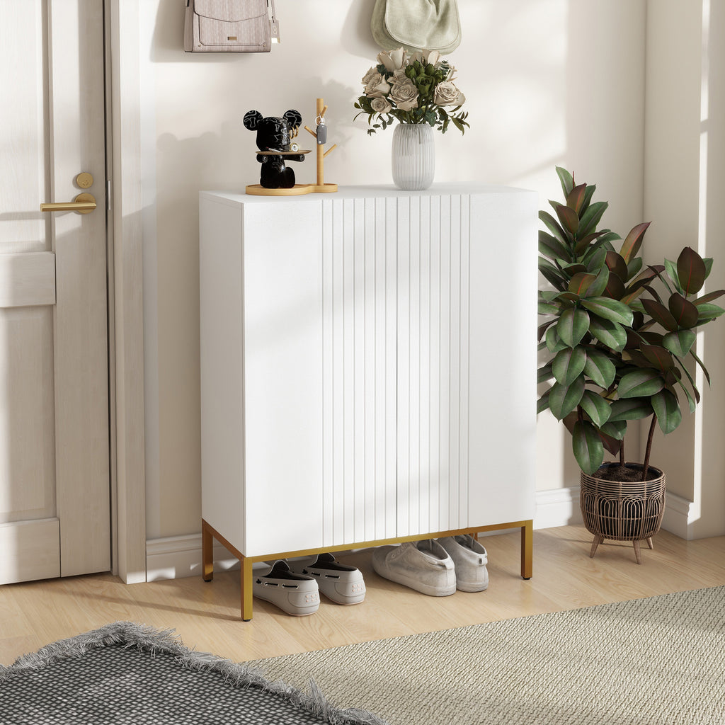 Meuble à chaussures 20 paires, armoire à chaussures moderne avec portes à fermeture douce, étagères réglables, blanc-9