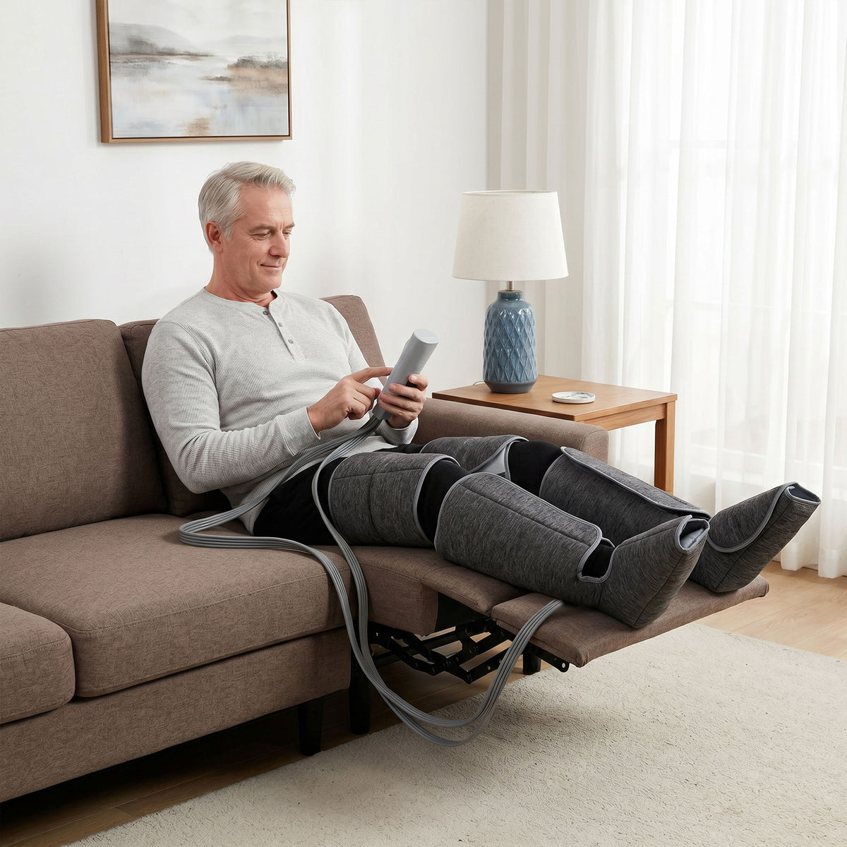 Masseur de jambes, masseur de compression pour les mollets, les genoux, les pieds avec chaleur, 3 modes automatiques-9