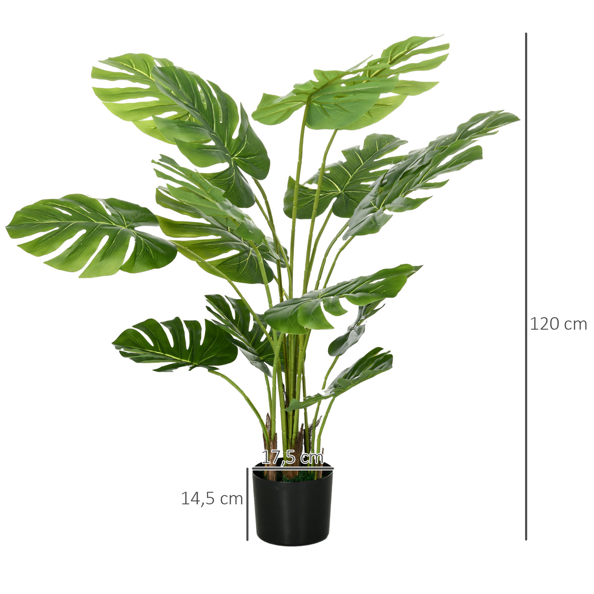 Plante artificielle arbre artificiel monstera deliciosa avec pot inclus hauteur 120 cm intérieure vert-2