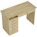 Bureau moderne avec 5 tiroirs, grand plateau, 1 compartiment ouvert, tiroir verrouillable, 110 x 50 x 76cm, chêne-0