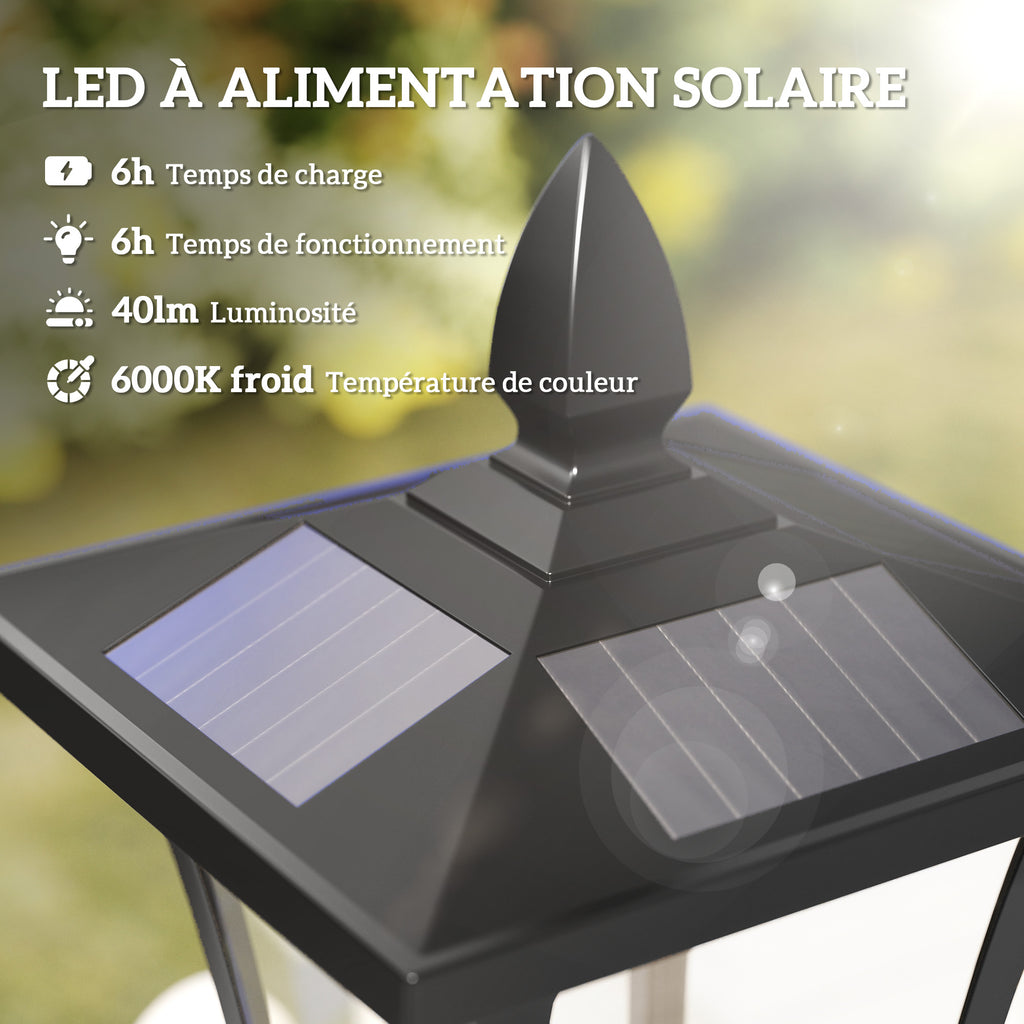 Luminaire extérieur lampadaire sur pied solaire lampadaire lanterne classique LED 40 Lm dim. 18L x 18l x 160H cm noir-3