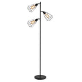 Lampadaire design industriel 3 ampoules max. 40 W abat-jour cage métal noir-0