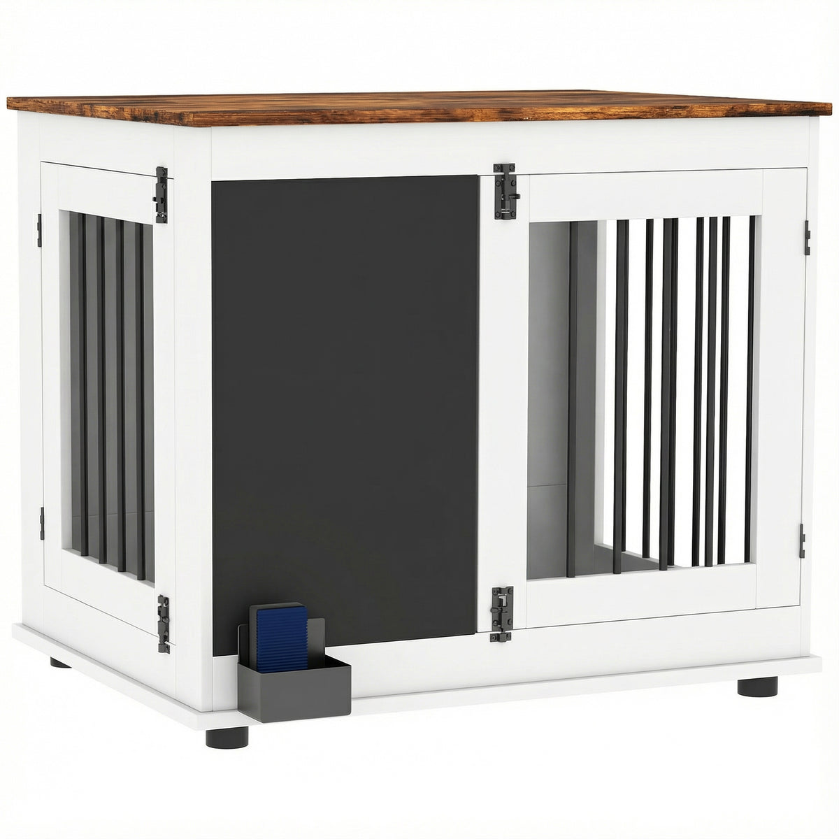Cage pour chien cage chien intérieur avec 2 portes tableau noir pour chiens taille moyenne 20 kg 80 x 60 x 70 cm blanc-0