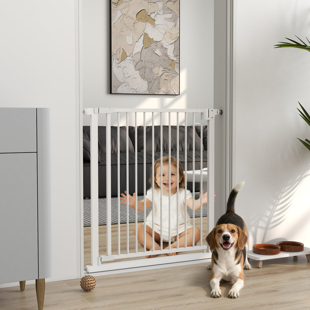 Barrière de sécurité pour chiens et bébés 76 à 80 cm avec extension fixation par pression sans perçage 76 à 80cm blanc-9