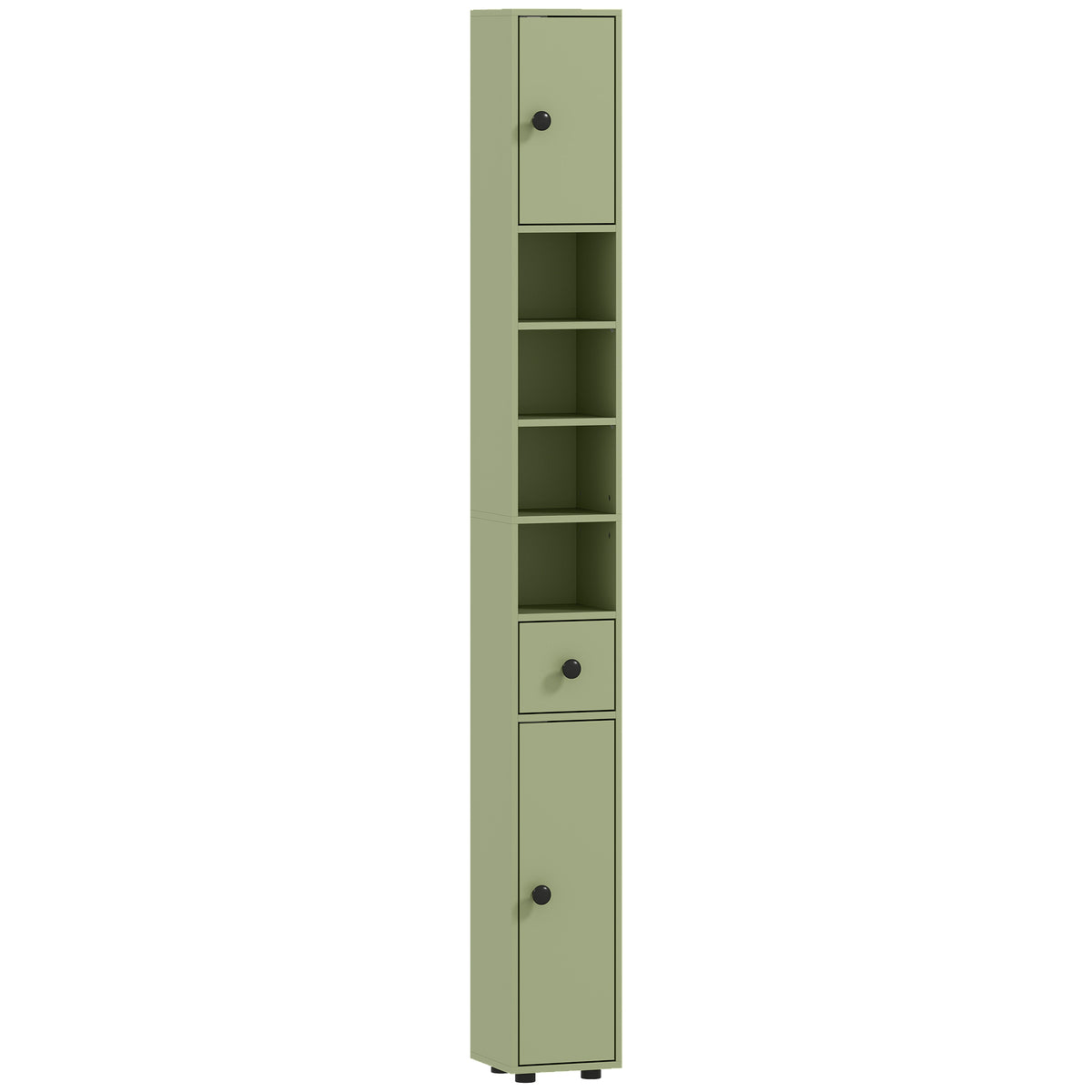 Colonne de rangement armoire haute pour salle de bain 1 tiroir 4 étagères réglables et 2 placards 20 x 20 x 180 cm vert-0