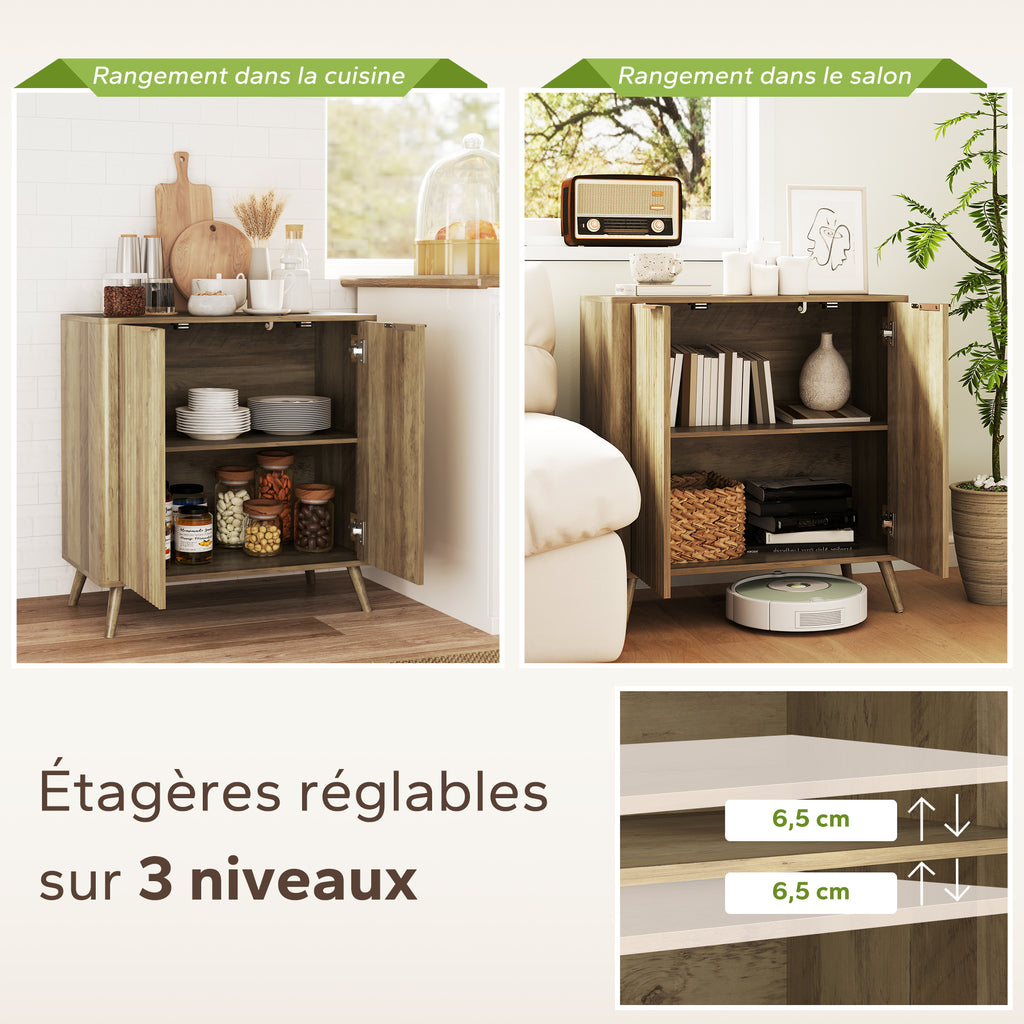 Buffet salon meuble de rangement avec placard à 2 portes et étagère réglable, 77 x 40 x 81 cm, aspect bois-3