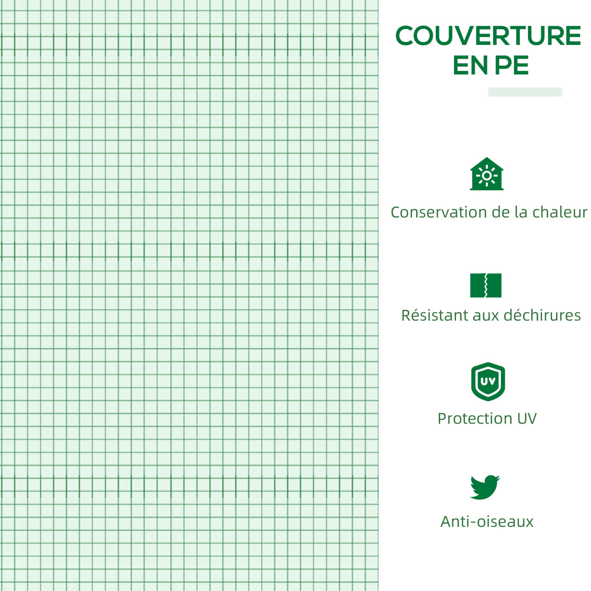 Serre de jardin mini serre 3 fenêtres enroulables couverture en PE haute densité 140 g/m² 180 x 60 x 60 cm vert foncé-3