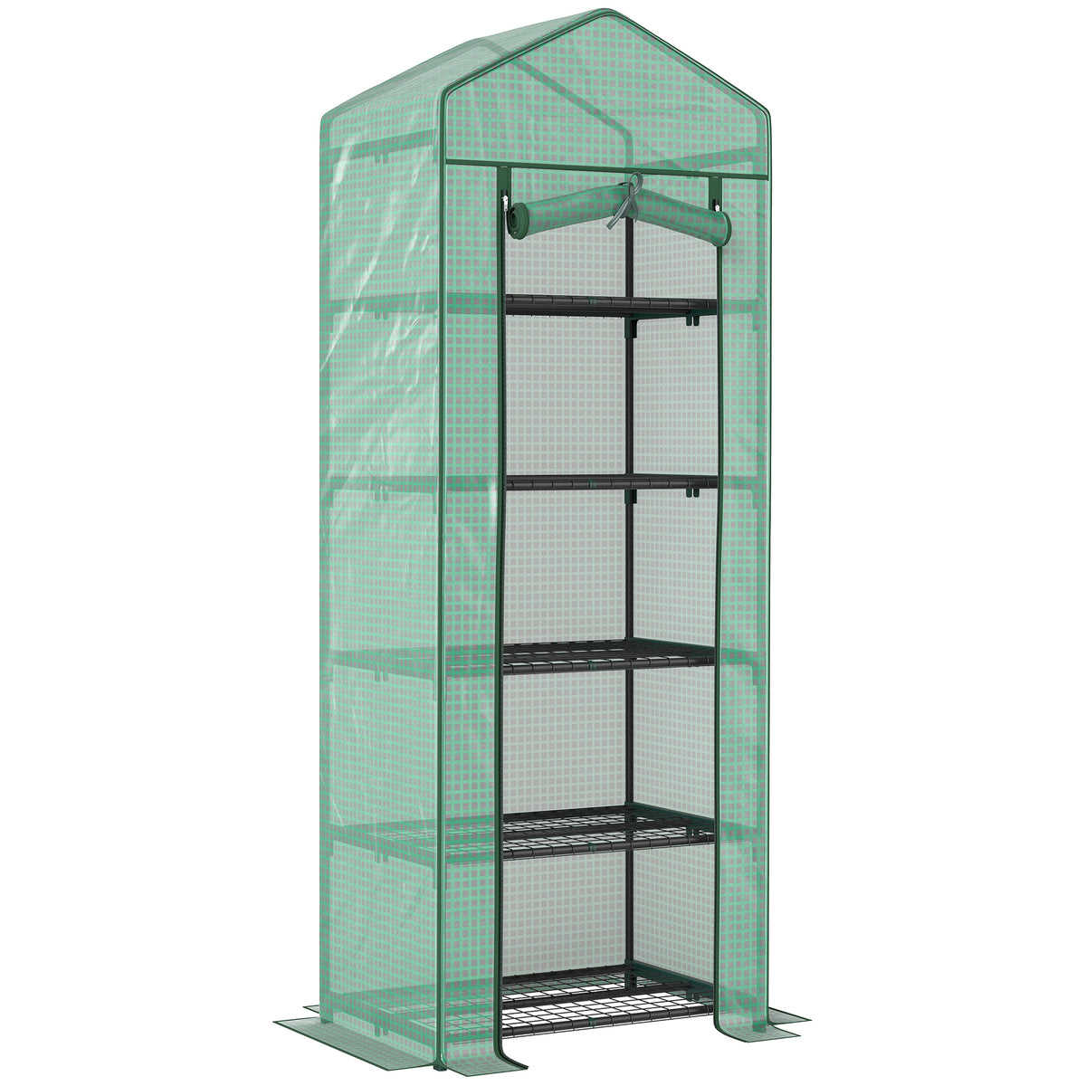 Serre de jardin balcon étagère serre 5 niveaux 0,69 x 0,49 x 1,93 m acier bâche amovible PE vert-0