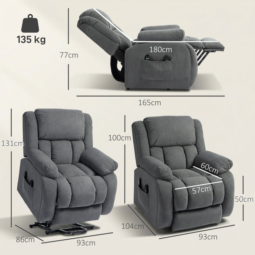 Fauteuil releveur électrique massage et chauffage avec repose-pied, dossier inclinable, télécommande et poche latérale-2